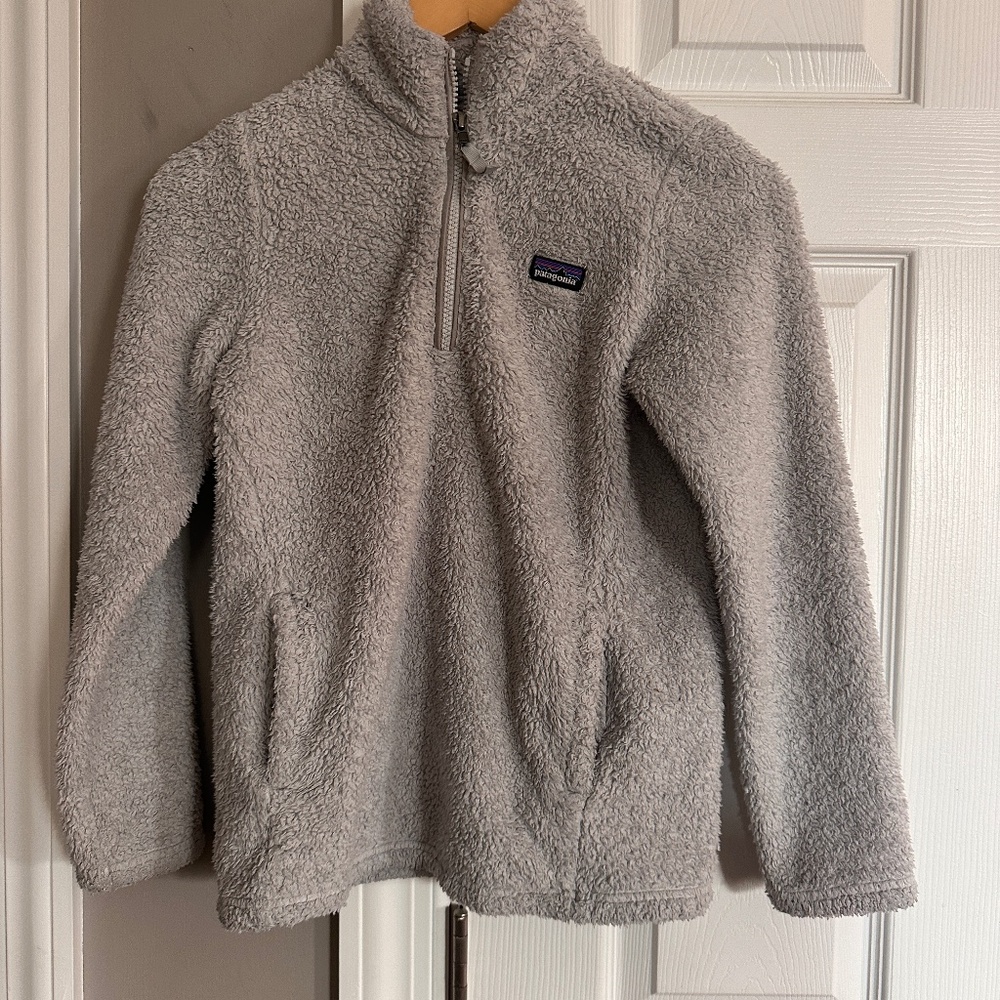 Patagonia Girls Boys Large Fuzzy Gray Fleece Pullover